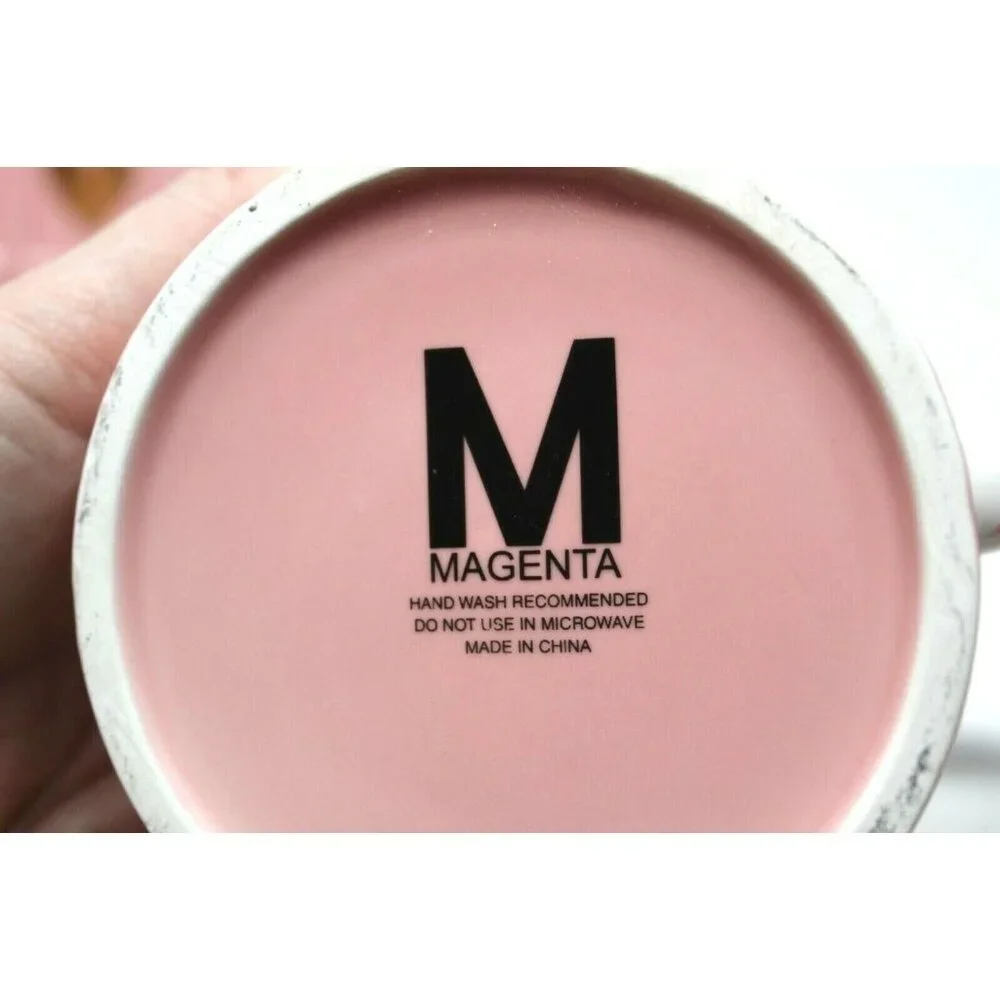 NEW MAGENTA Pink XOXO Tic Tac Toe Mug Coffee Cup & Tray Love Valentine RARE S2